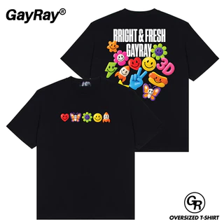 เสื้อโอเวอร์ไซส์ Cotton 100%GayRay ⎰Bright&Fresh⎱เสื้อยืดโอเวอร์ไซส์ Oversize เสื้อยืดผู้ชาย ผู้หญิง สตรีทแฟชั่น