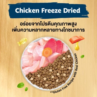 [ใหม่! เลือกรสชาติได้] Ginno Dry Food with Freeze-Dried Meat กินโนะ อาหารเม็ดแมวผสมฟรีซดราย 1 KG. x3 แพ็ค