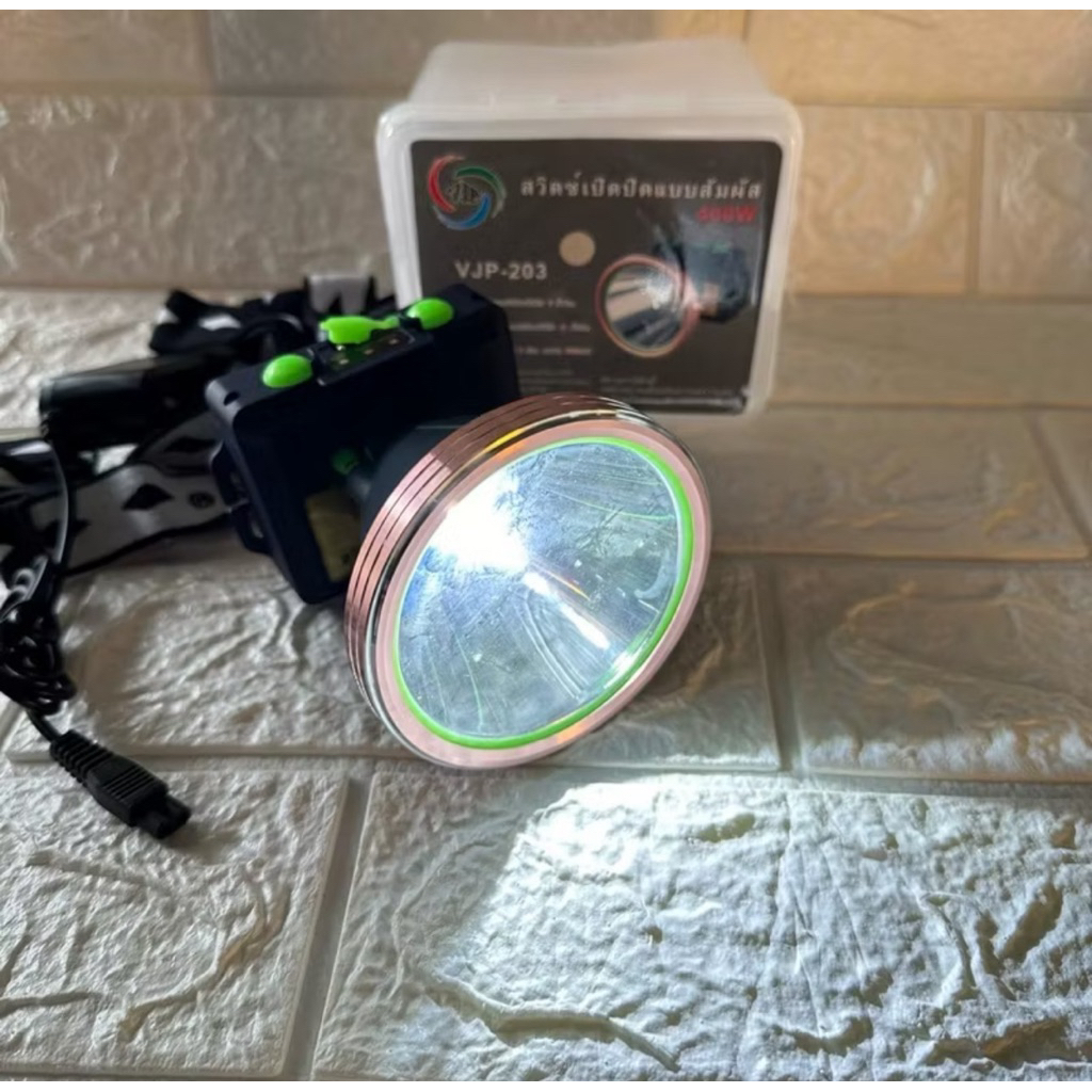 VJP-203 ไฟฉายคาดหัว ความสว่างสูง 400W แบตเตอรี่5200mAh ใช้งานได้ยาวนาน ปรับไฟได้ 3 โหมด มีไฟแสดงเปอร