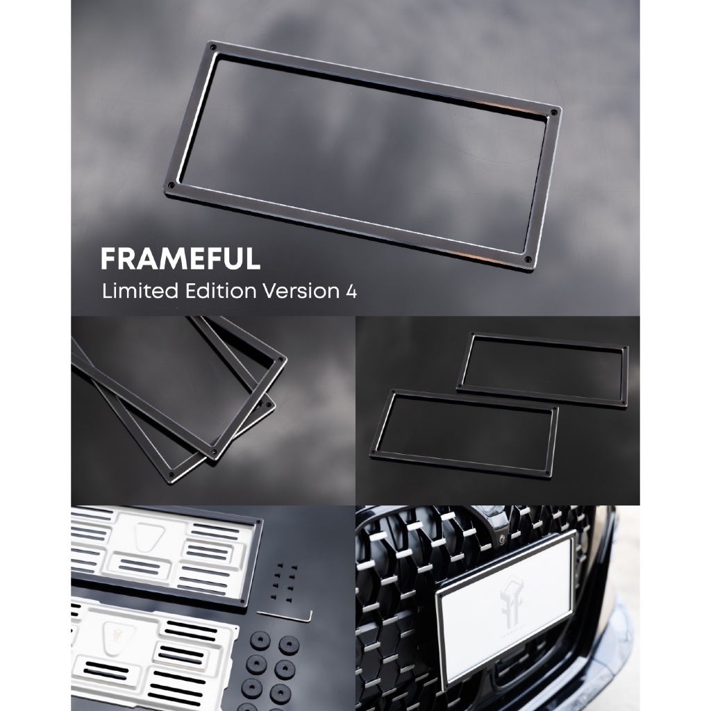 FRAMEFUL รุ่น V.4 Limited edition (Black) กรอบป้ายทะเบียนรถยนต์ อลูมิเนียม