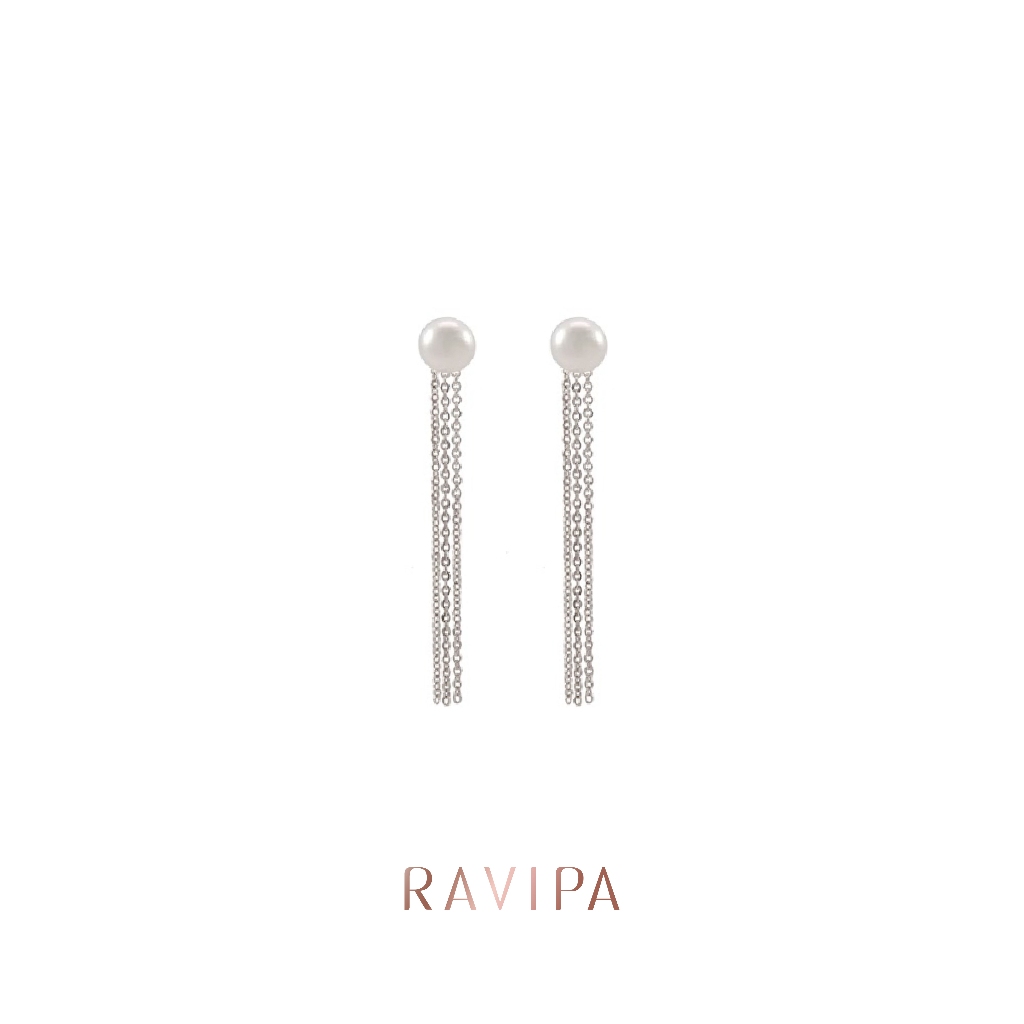 Ravipa | Triple Chain Pearl Earrings - ต่างหู