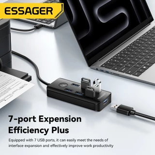 Essager 7-in-1 ฮับ ​​USB 3.0 พร้อมการส่งข้อมูลความเร็วสูง 5Gbps และปุ่มปิดหน้าจอเพื่อปกป้องความเป็นส่วนตัว