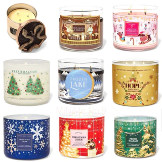 ✨Set1/6✨ เทียนหอม Bath and Body Works 3 Wicks Candle กลิ่น Holiday Christmas Winter ขนาดใหญ่ 411g.
