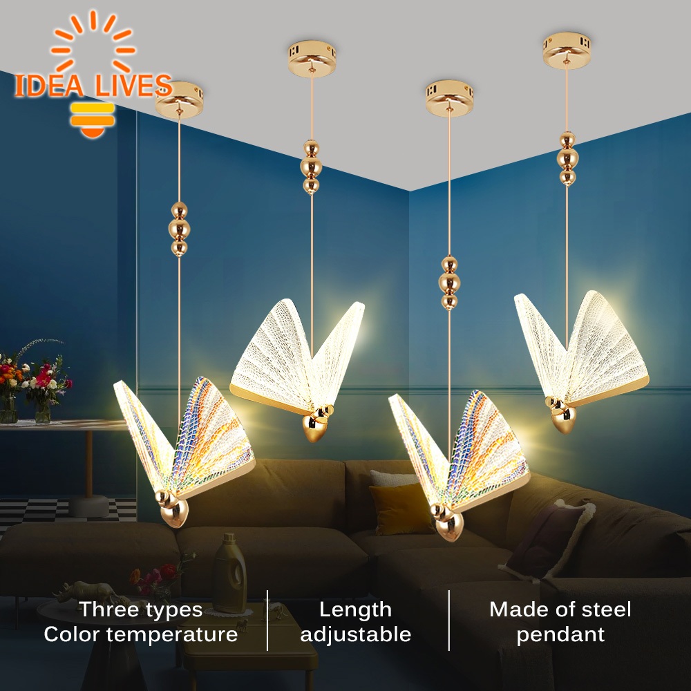 【Smart life】LED โคมไฟแขวนผีเสื้อ ไฟตกแต่งห้อง โคมระย้าคริสตัล โคมไฟเพดาน นห้องนั่งเล่น โคมห้องนอน  ห้องรับแขก Chandelier