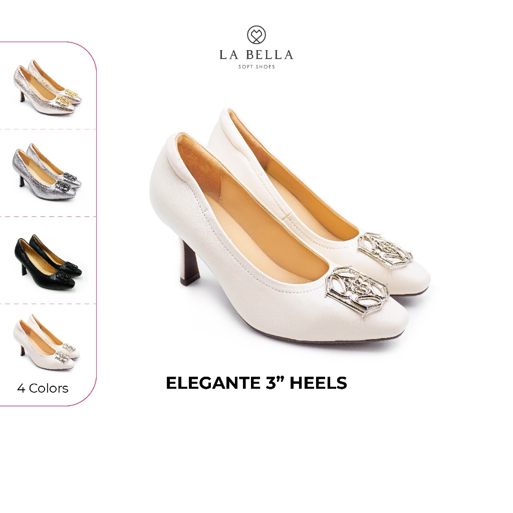 LA BELLA  รองเท้าคัชชูส้นสูงหนังแกะ รุ่น ELEGANTE 3" HEELS 4 สี
