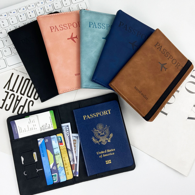 PU กระเป๋าหนังสือเดินทาง ปกพาสปอร์ตหนัง กระเป๋าพาสปอร์ตหนัง กระเป๋าสตางค์แฟชั่น RFID อเนกประสงค์ กระ