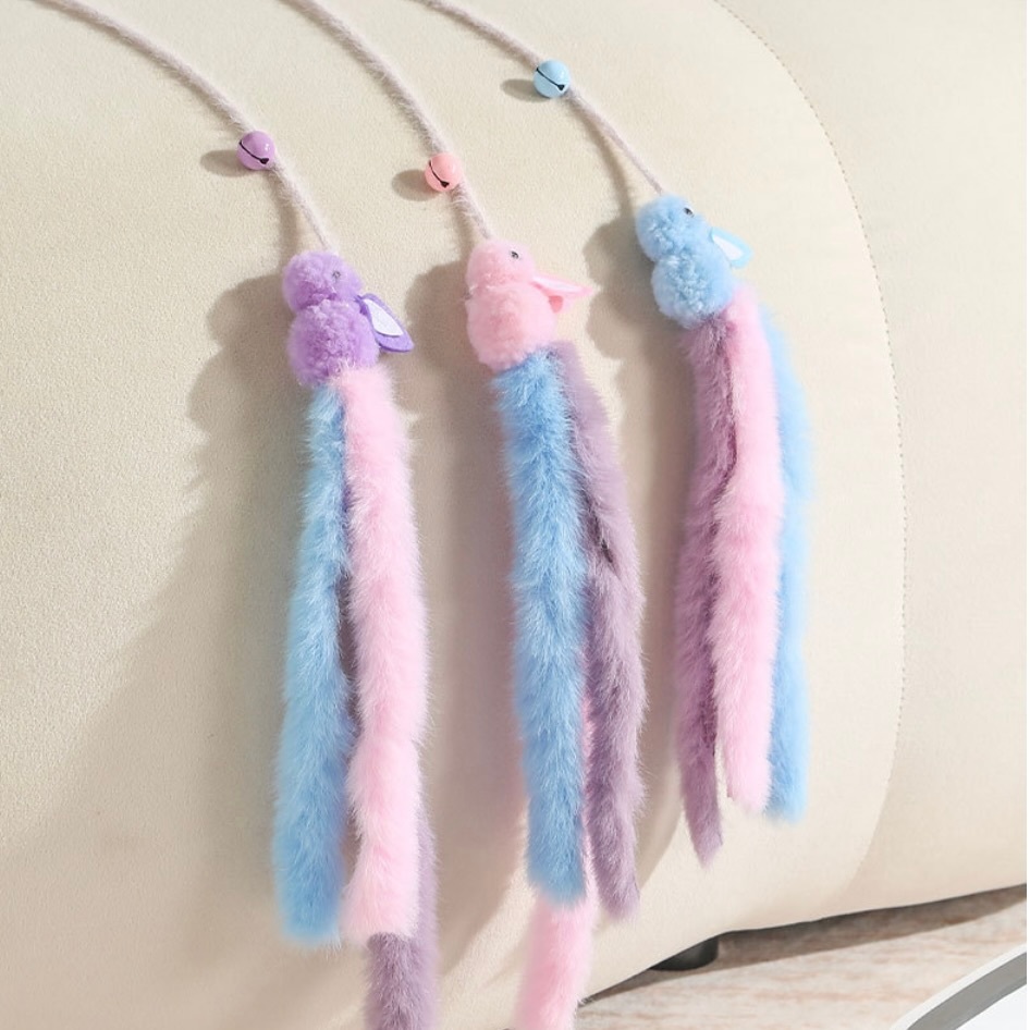 AL-598 ไม้ตกแมว กระต่าย ขนนิ่ม เชือกยาว หลายสี  มีกระดิ่ง ของเล่นแมว ราคาถูก พร้อมส่ง🐰