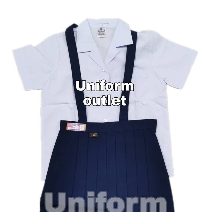 เสื้อนักเรียนคอฮาวายแขนเรียบ กระเป๋าบน ติดหู ตราสมอ(เฉพาะเสื้อ) ไซส์ 32-44 พร้อมบิลเบิกได้