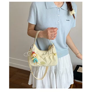 Bellaja💗จัดส่งในพื้นที่ กระเป๋าเกาหลี ปรับระดับได้ ผ้าไนล่อน ทรงคลัทช์ แต่งจับจีบ กระเป๋าสะพายข้างทรงจีบใบเล็ก น้ำหนักเบ