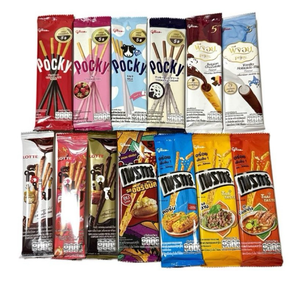 ตุ่มแท่งPocky,พีจอย,ท็อปโป่,เพรทซ์ หยิบ 12 กรต 25+