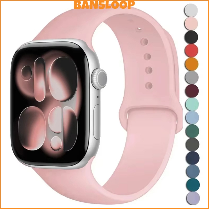 สายรัดข้อมือซิลิโคนกีฬาอ่อน for iwatch Ultra 4 3 2 SE 3 Series 12 11 10 9 8 7 6 5 4 2 49มม 46มม 44มม 42มม 41มม 40มม