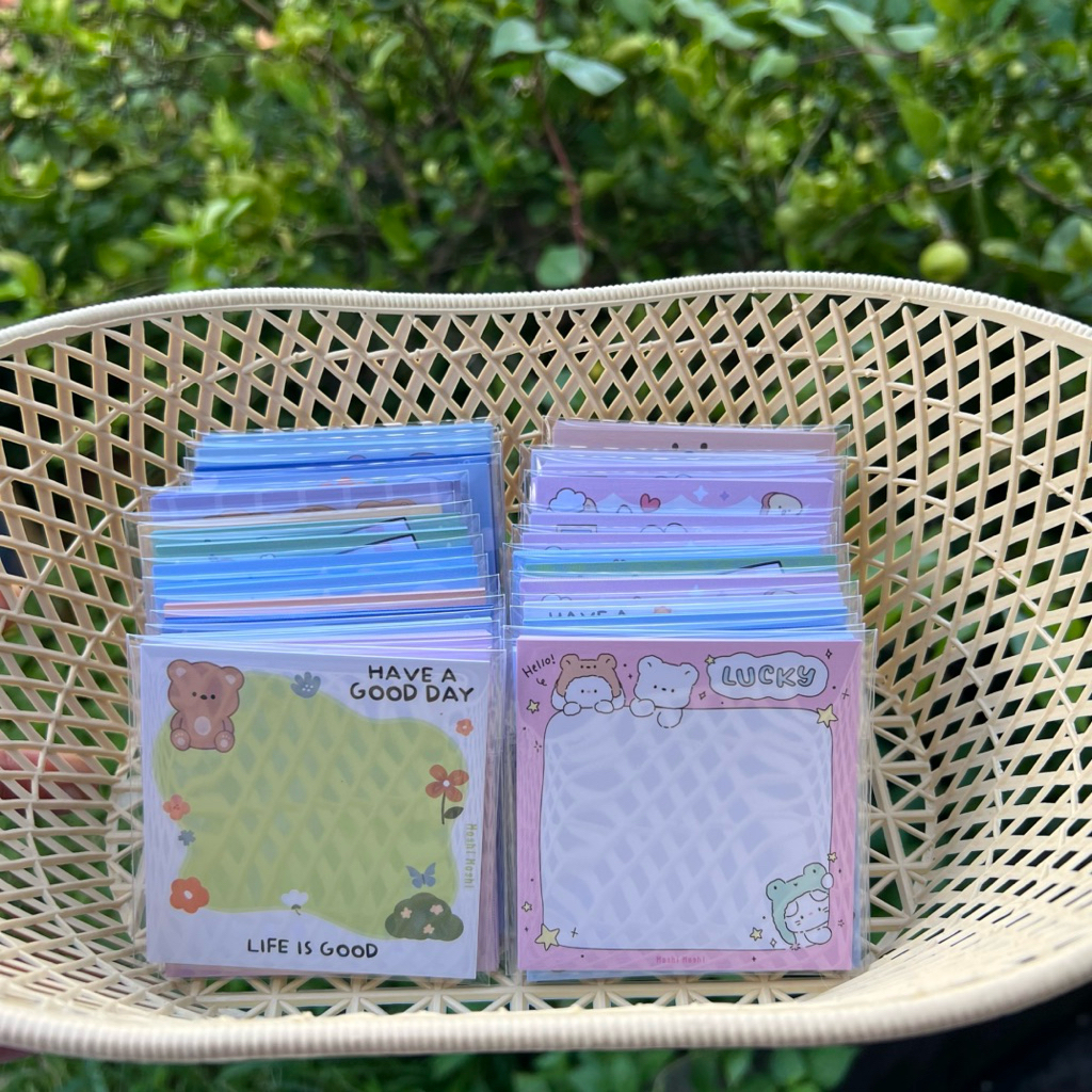 ( ชุด 40 แพค รวม 800 แผ่น ) โพสอิท Moshi Moshi ขนาด 3x3 นิ้ว ไม่มีกาว แพคละ 20 แผ่น ของฝาก ของขวัญ ของปัจฉิม - รูปที่ 3