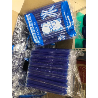 หลอดไข่มุกสีน้ำเงินซีน 1 แพ็คมี 100 เส้น หลอดไข่มุกห่อฟิลม์