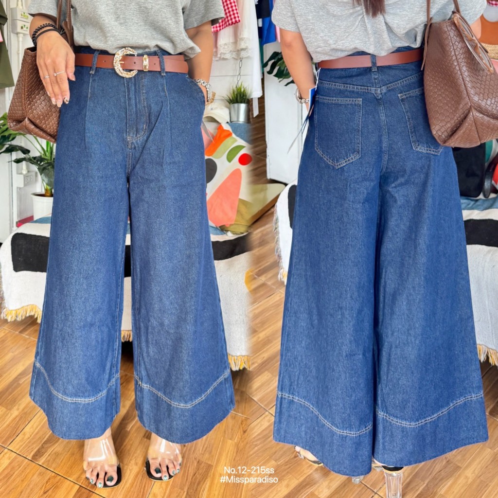 12-215ss กางเกงยีนส์เข้มกระบอกใหญ่ตะเข็บปลายขา New item ไอเท็มแบบกางเกงยีนส์วินเทจ  เนื้อผ้ายีนส์นุ่มเนื้อผ้าไม่บาดผิว ใ
