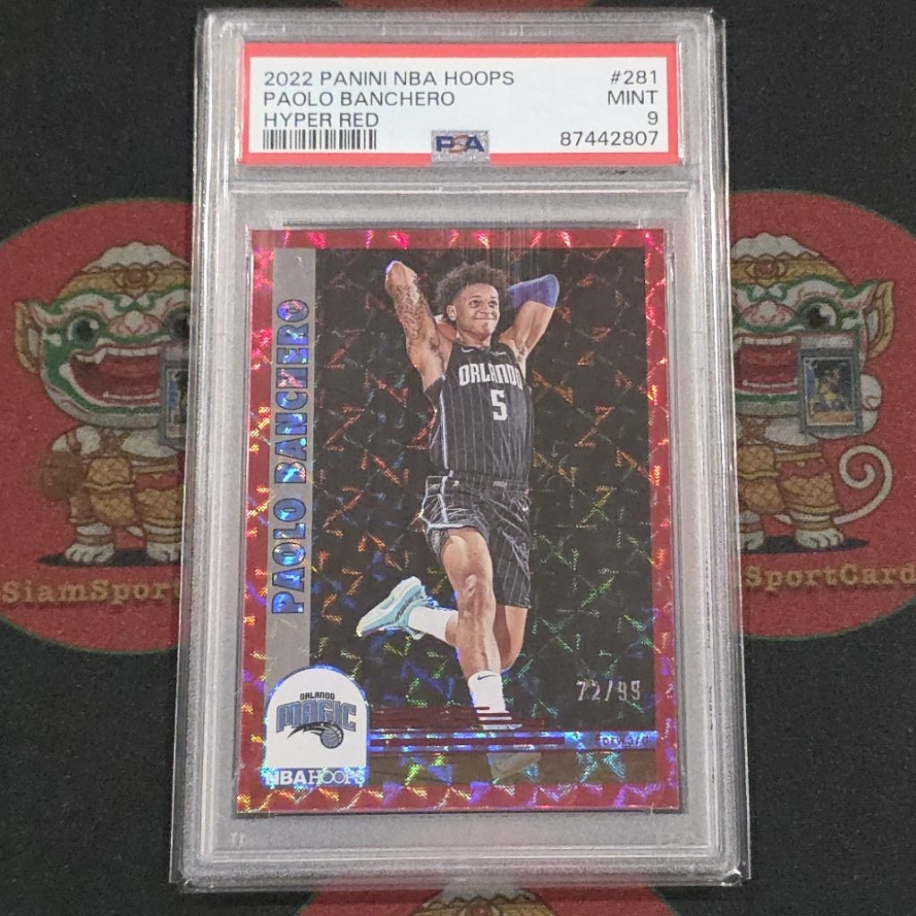 การ์ด​เกรด​ Paolo Banchero​ RC 2022 Hoops​ Asia Hyper Red 72/99 PSA 9