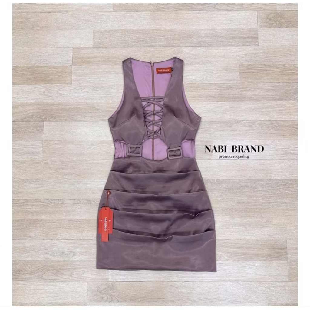 เดรสงานป้าย NABI - brand ไซส์xs สีม่วง