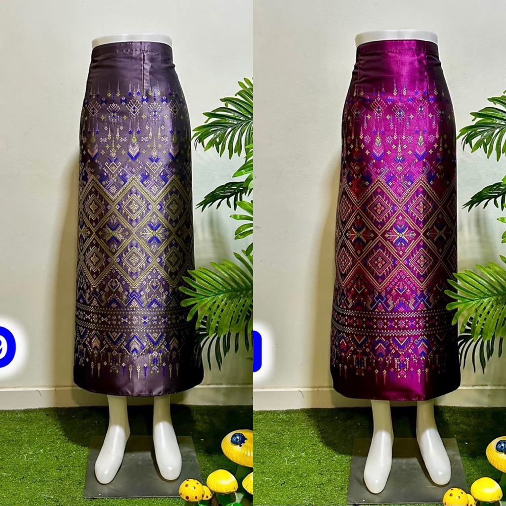 ผ้าซิ่นไหมลาวแบบป้ายตะขอ/ผ้าถุงไทยแบสั้น/แบบยาว - รูปที่ 2