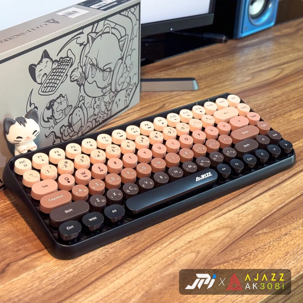 AJAZZ ไร้สาย AK308i คีย์บอร์ด บลูธูท Bluetooth แมวน่ารัก Keyboard