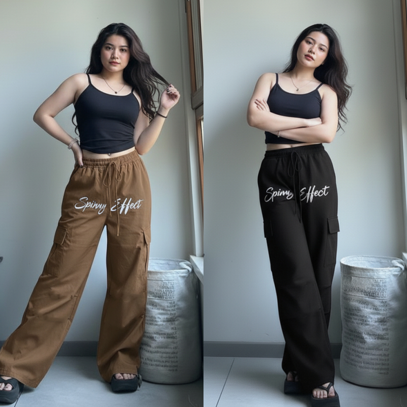 🌈MesubShop🌈กางเกงคาร์โก้ ขากระบอก กระเป๋าข้างใช้งานได้จริง สไตล์สตรีท มีไซส์ M-XL ผ้าไมโคร รุ่น effect Cargo