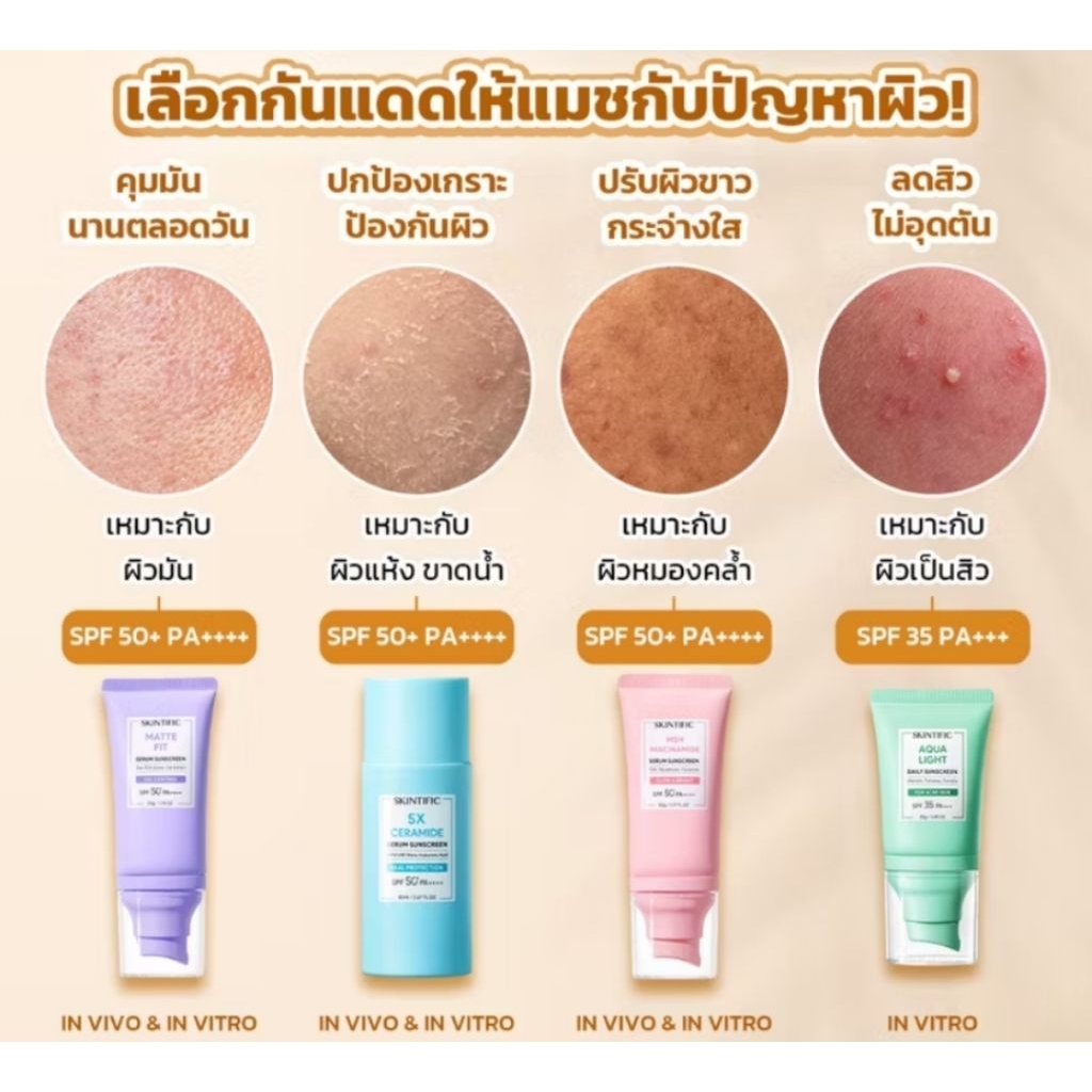 Skintific กันแดด มีให้เลือกหลายสูตร  สกินทิฟฟิค กันแดดสเปรย์