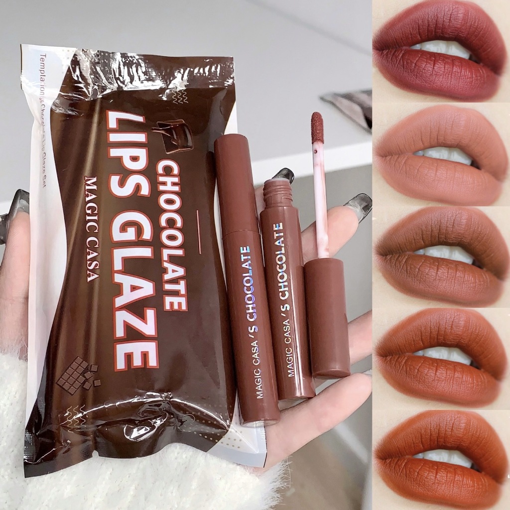 YOTAI เซตลิปสติกช็อกโกแลต 5สี ลิปสติก เนื้อแมตต์กํามะหยี่ เนื้อนุ่ม เกลี่ยง่าย สีสวย กันน้ำ กันเหงื่อ ติดทนนาน