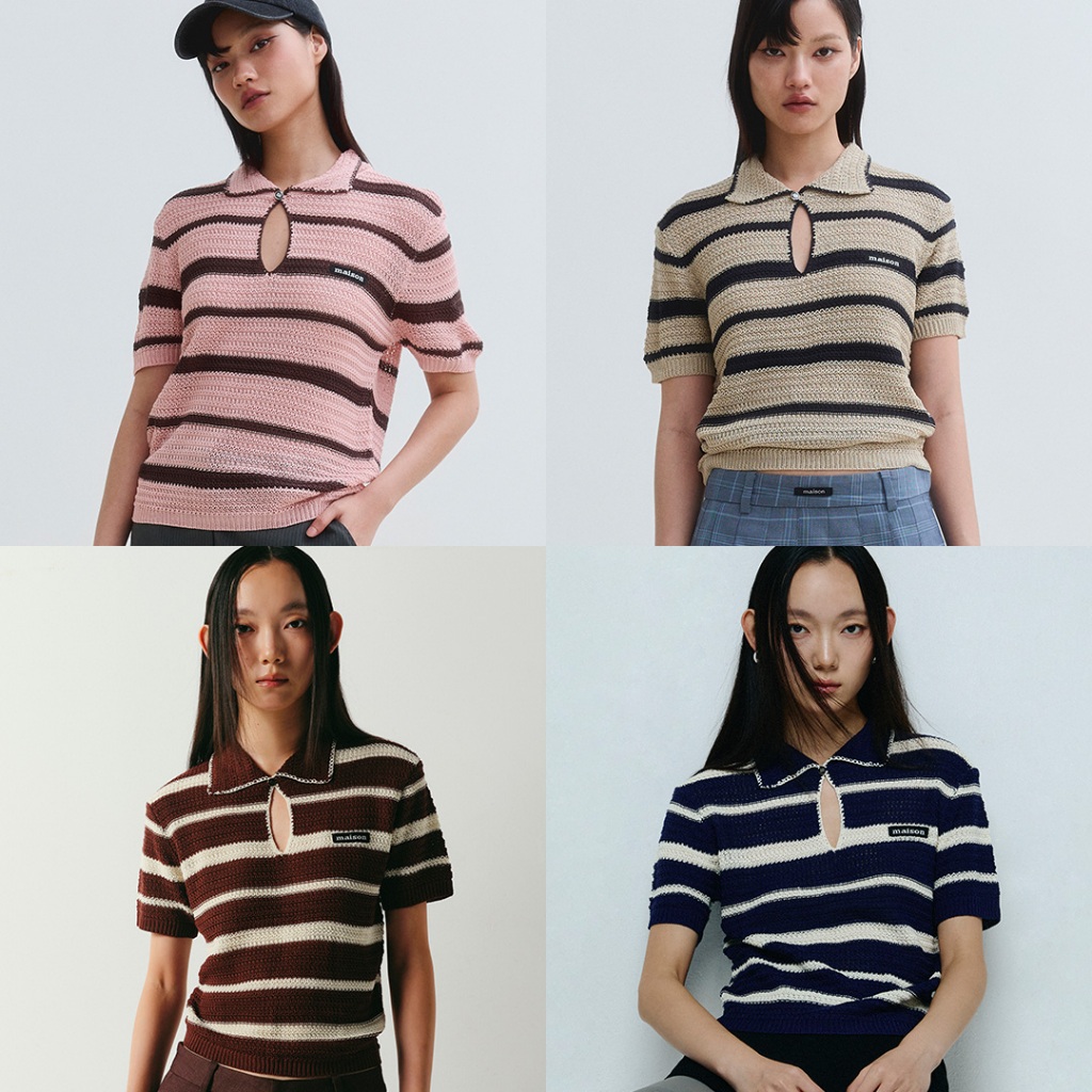 maison KEEPS | Sana Knitted Top | เสื้อไหมพรม แขนสั้น แต่งกระดุมโลโก้