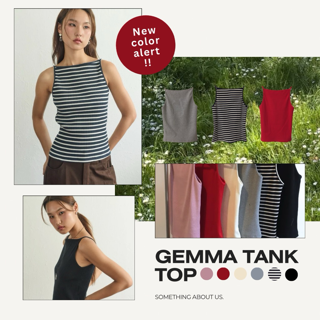 Gemma tank top MADE BY SAU minimal korean style sleeveless top – โปรปัง