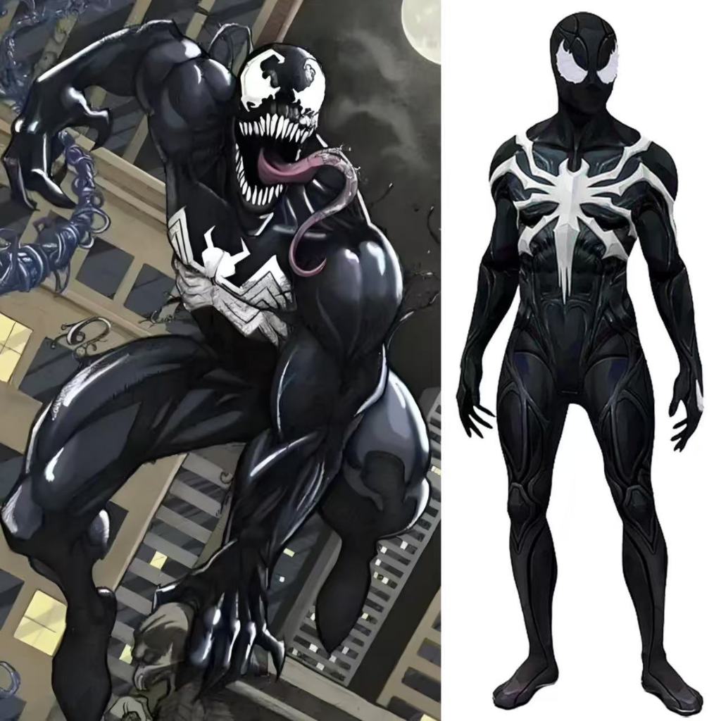 Marvel คู่แข่ง Cosplay BullySymbiote พิษ Spiderman เครื่องแต่งกาย 3DPrinted Spandex Bodysuit Zentaiช
