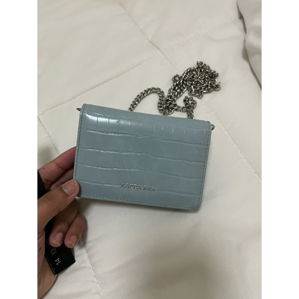 กระเป๋าสะพายข้างจิ๋วสีฟ้า KAPPA.BKK ของแท้ มือสอง