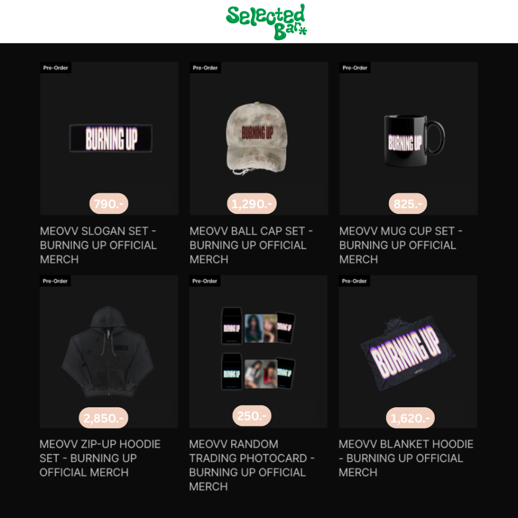 [พรีออเดอร์] MEOVV BURNING UP OFFICIAL MERCH (โปรดอ่าน description ก่อนสั่งซื้อ)
