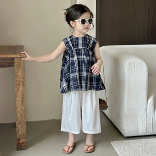 [Namsaii kids]E-013🔥พร้อมส่ง🔥ชุดเซท2ชิ้น ชุดเด็กผู้หญิง เสื้อแขนกุด+กางเกงขายาว สไตล์เกาหลี