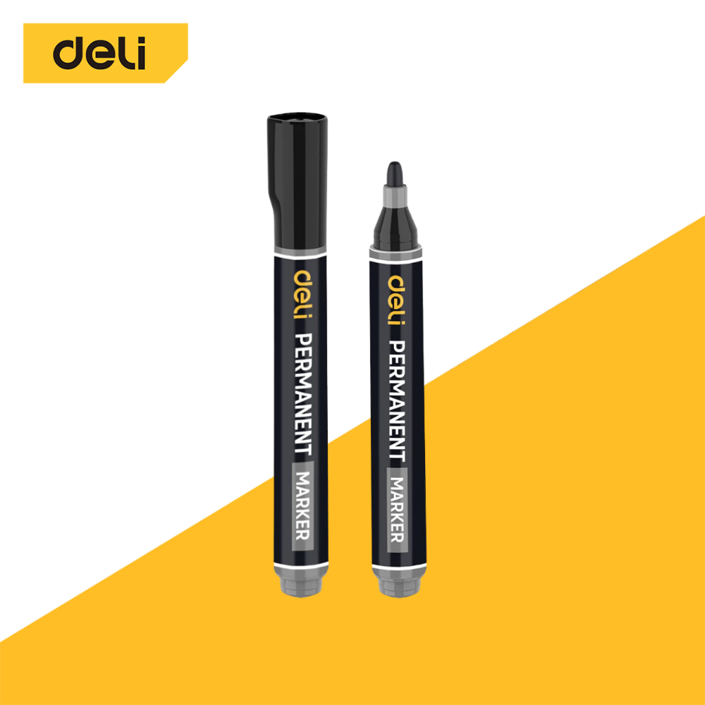 Deli ปากกาเคมี 1.8 มม ปากกามาร์คเกอร์ ปากกาเขียนถุงพลาสติก มาร์คเกอร์ แห้งเร็ว กันน้ำ อุปกรณ์สำนักงาน Permanent Marker