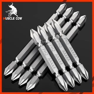 MUSCLE COW ดอกไขควงไฟฟ้า PH2 หัวแฉก ดอกสองด้าน เหล็ก S2 แข็งแรง แม่เหล็กดูดแน่น 1ชุด5ชิ้น