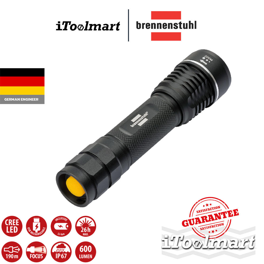 BRENNENSTUHL ไฟฉาย TL 601 AF ความสว่าง 600lm USB C 1178600402