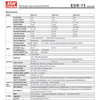 EDR-75-24 EDR-120-24 EDR-150-24 เพาเวอร์ซัพพลาย Power supply MEANWELL