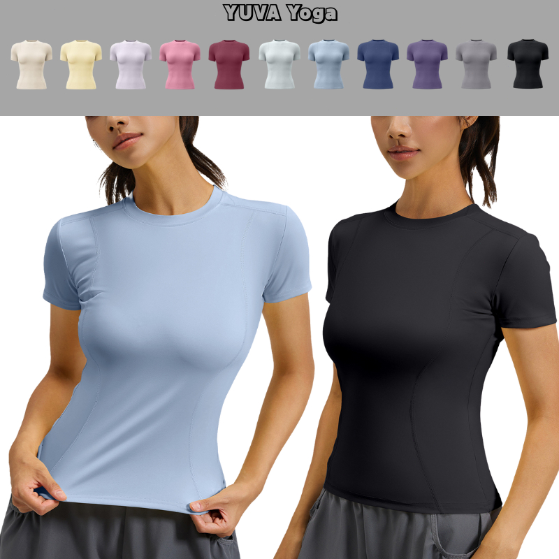 เสื้อออกกำลังกายผู้หญิง Size S-3XL เสื้อยืดออกกำลังกายแขนสั้น ผ้ายืดหยุ่นได้ดี ระบายอากาศ แห้งเร็ว ไม่อับชื้น – โปรปัง