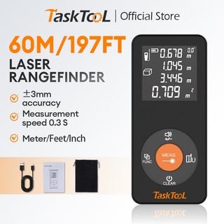 TASKTOOL เครื่องวัดเลเซอร์ 60 ม. เครื่องวัดระยะ เครื่องวัดระยะแบบใช้มือถือ ระยะเลเซอร์ แบบพกพา