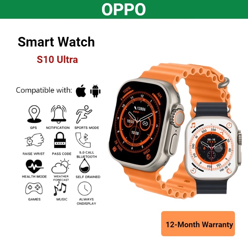 【NEW】SmartWatch OPPO S10 ULTRA สมาร์ทวอทช์วัดอัตราการเต้นของหัวใจพร้อมหน้าจอ 2.01HD โทรผ่านบลูทูธ
