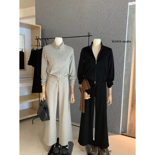 📍พร้อมส่ง📍7541💌 Set 2 pcs เสื้อคลุมแขนยาว งานซิปหน้า + กางเกงขายาว เนื้อผ้าดีงานสวย TAG:WG.WE 🇰🇷