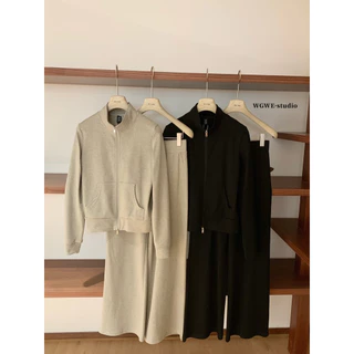 📍พร้อมส่ง📍7541💌 Set 2 pcs เสื้อคลุมแขนยาว งานซิปหน้า + กางเกงขายาว เนื้อผ้าดีงานสวย TAG:WG.WE 🇰🇷