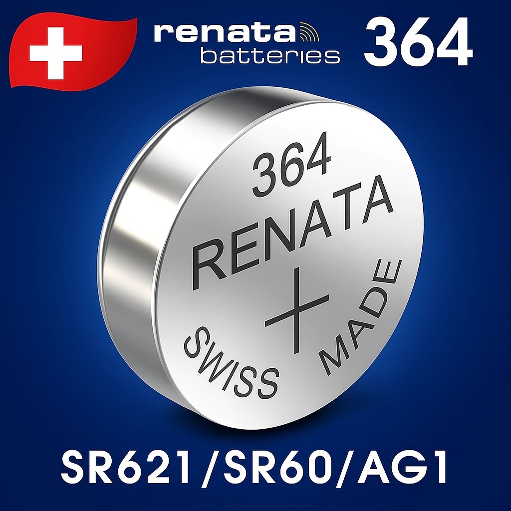 ถ่านนาฬิกา 𝗥𝗘𝗡𝗔𝗧𝗔 364 / SR621SW ถ่านรีนาต้าจากสวิส by Swatch Group 0% mecury Watches Battery 1.55V