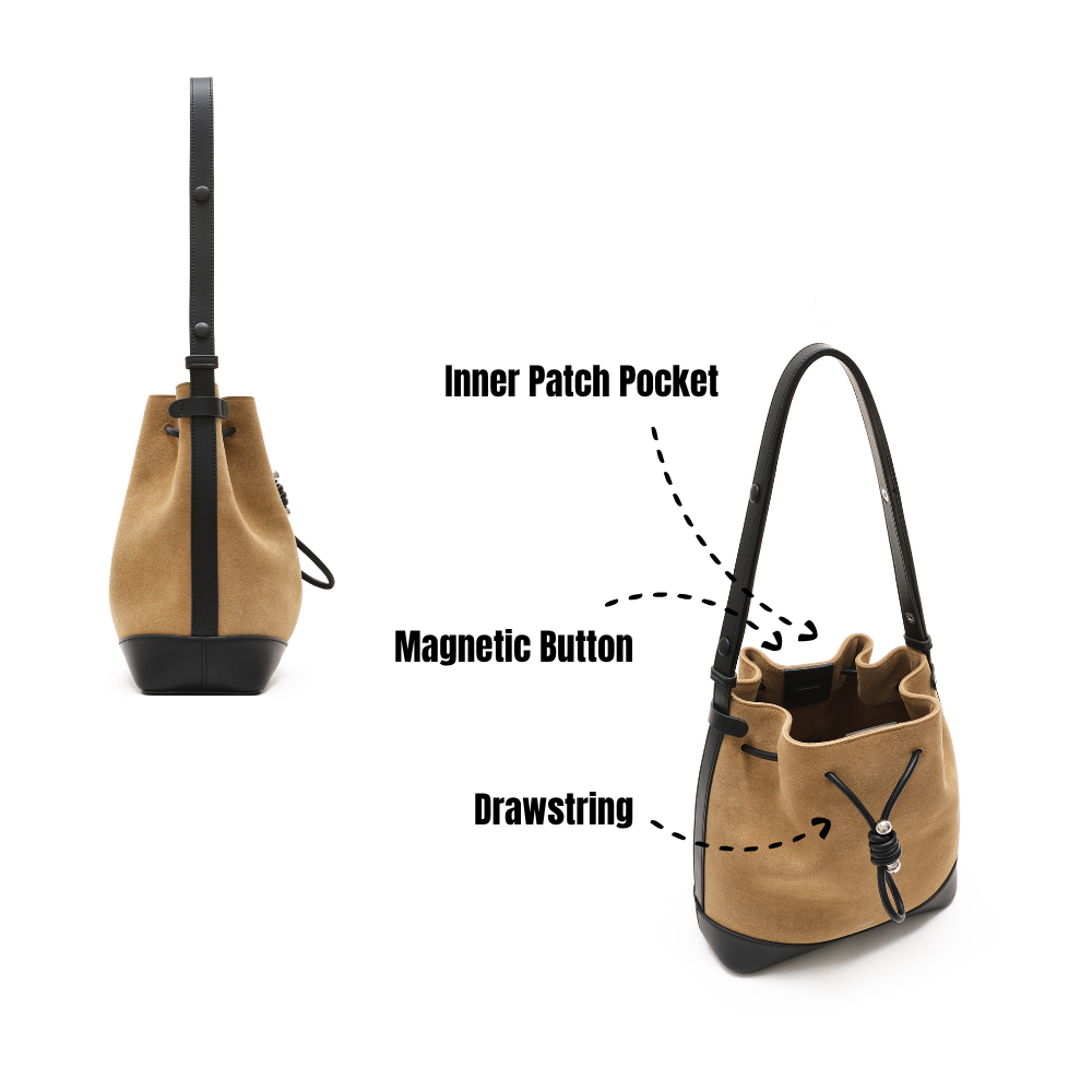 JAM | MUVA – Canele –  กระเป๋าสะพายข้าง ทรง Bucket หนังวัว ปรับเป็นครอสบอดี้ได้ ราคา ถูกที่สุด ดีลบีเคเค แกลเลอรีภาพที่ 9