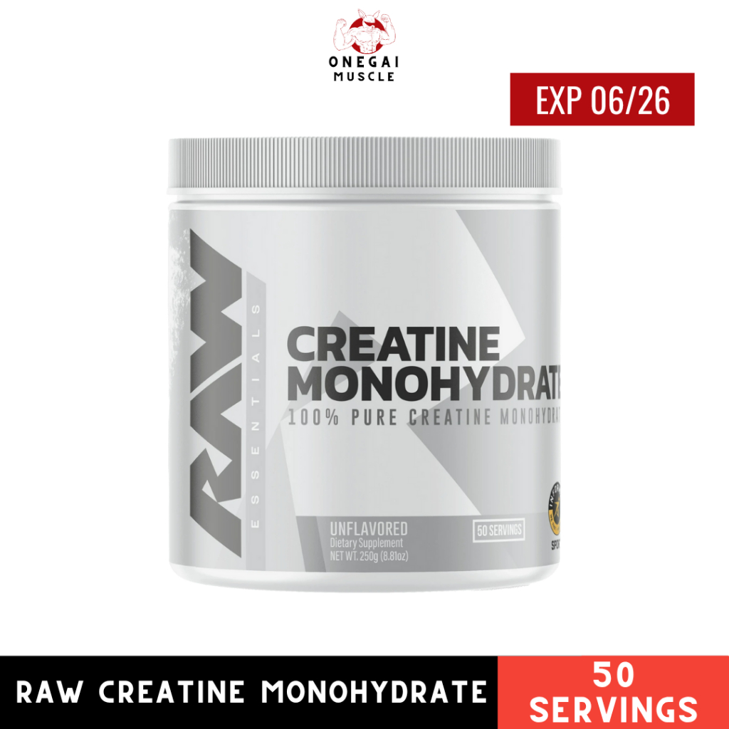RAW Creatine Monohydrate 50 servings and 100 servings, Creatine Powder, Creatine monohydrate