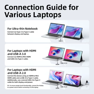 GOOJODOQ 15.6 นิ้ว จอพกพา มอนิเตอร์ สําหรับแล็ปท็อป หน้าจอสัมผัส หน้าจอสัมผัส 1080p Portable Monitor