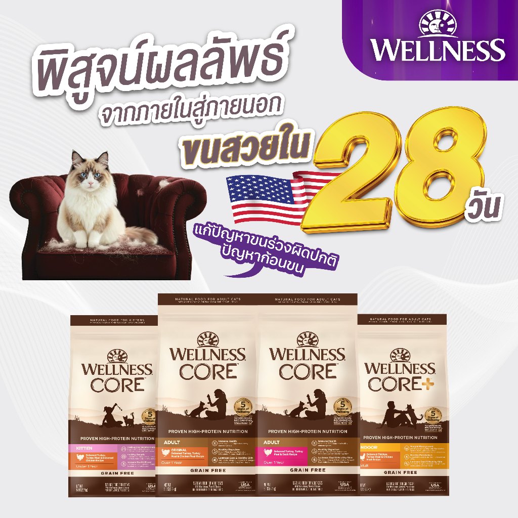 WELLNESS CORE อาหารแมว มีให้เลือกหลายสูตรทุกช่วงวัย (แมวเด็ก - แมวโต)ดู Lot ที่รายละเอียดสินค้า