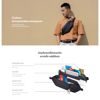 (NEW) Xiaomi Sports Fanny Pack กระเป๋าคาดเอว คาดอก | ช่องแยกเก็บของ 4 ช่อง | ใส่ขวดน้ำได้ กันน้ำ