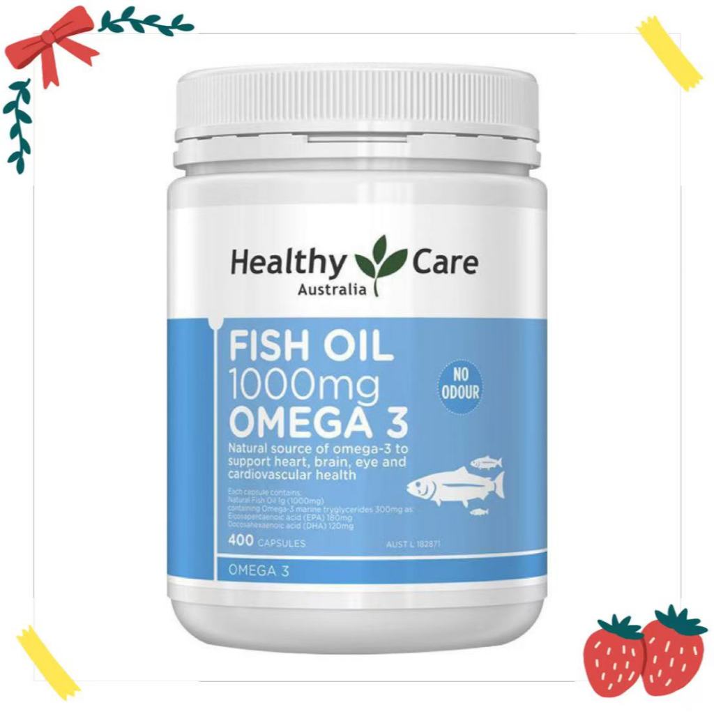 (EXP:07/2027)Healthy Care Fish Oil 1000 mg 400 Capsules น้ำมันปลา บำรุงดวงตา บำรุงสมอง บำรุงหัวใจและหลอดเลือด โอเมก้า 3