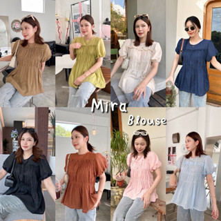 MIRA BLOUSE เสื้อดีเทลน่ารัก แขนพอง ช่วงอกเป็นสม็อคยืด ความย…