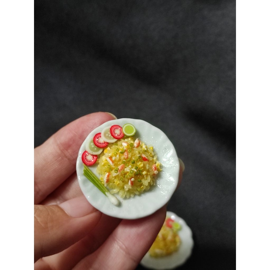 ข้าวผัดปูจิ๋ว อาหารจิ๋ว ของจิ๋ว โมเดลจิ๋ว ของตกแต่งบ้านตุ๊กตา