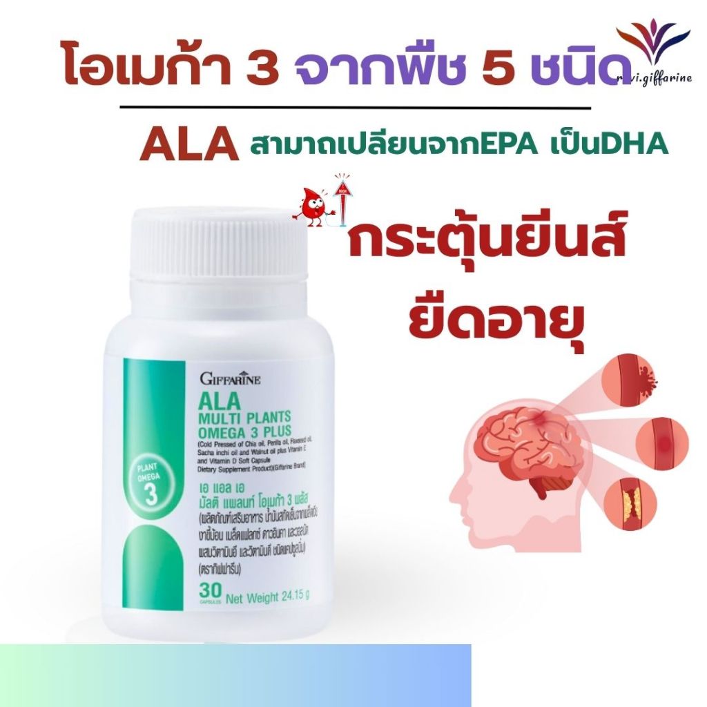 ALA เอแอลเอ มัลติ แพลนท์ โอเมก้า 3 พลัส กิฟฟารีน ALA Giffarine Multi Plants Omega 3 Plus วิตามินอายุ